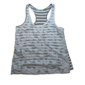 Maurices Striped Lace Floral Tank Top Size XL